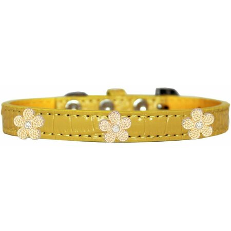 MIRAGE PET PRODUCTS Gold Flower Widget Croc Dog CollarYellow Size 10 720-16 YWC10